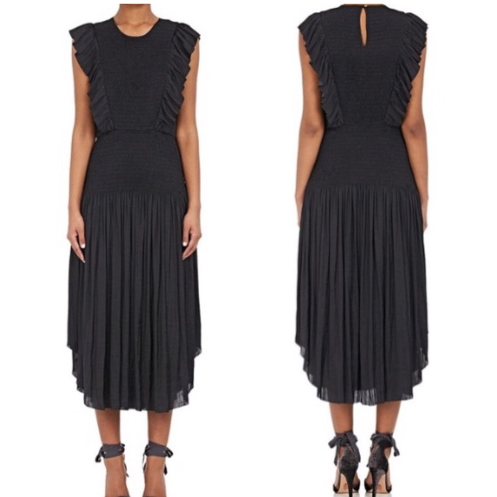 Ulla Johnson Charcoal Ruffle Midi Dress